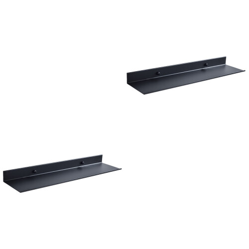 2Pcs Black Bathroom Shelf Wall Mount Floating Storage Rack Slim Design 2