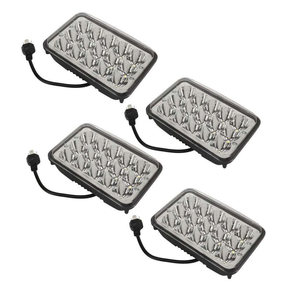 4 Pcs 4X6 Inch Led Headlights, Ip67 Waterproof, 45W For Freightliner Fld120 Peterbilt White 6901386931039