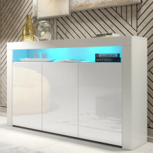 Sideboard Aether 155cm - White with Gloss Doors and LED Lights