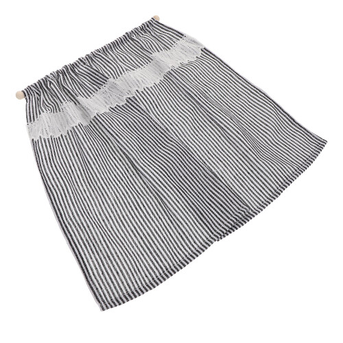4Pcs Mini Dollhouse Window Drapes Black Fabric Striped Curtains 1