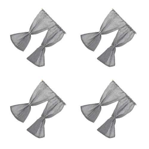 4Pcs Mini Dollhouse Window Drapes Black Fabric Striped Curtains 2