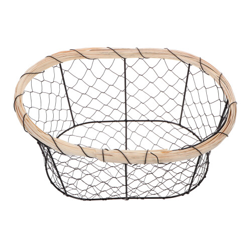 2Pcs Black Iron Wire Kitchen Basket for Bread Fruit Vegetable 1