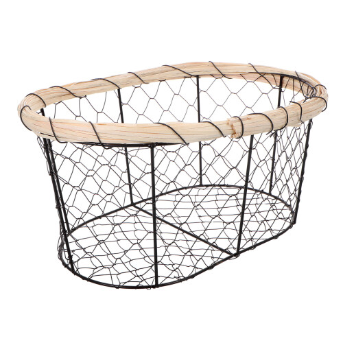 2Pcs Black Iron Wire Kitchen Basket for Bread Fruit Vegetable 2