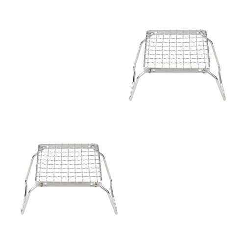 2Sets Portable Foldable Stainless Steel Campfire Grill for Camping Bbq 2