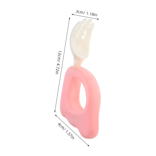 2Sets Pink Silicone Baby Feeding Spoon Fork Set for Toddler Training 1