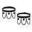 2Pcs Durable PU Punk Style Leg Rings Black Chain Loops 3