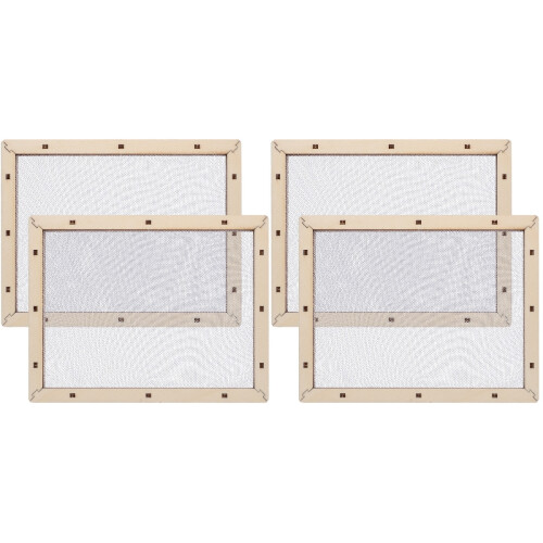 4Pcs Educational DIY Paper Making Kit Wooden Frame with Easy-Use Mesh 2