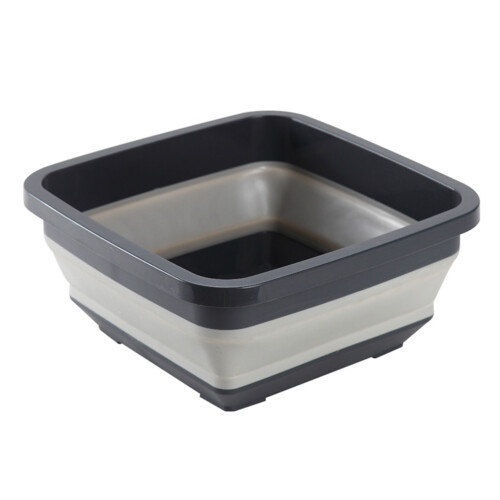 3Pcs Grey Plastic Foldable Washbasin Household Basin with Bottom Grid 1