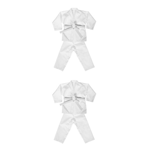 2Sets Kids White Karate Suit Durable Martial Arts Performance Uniform 2