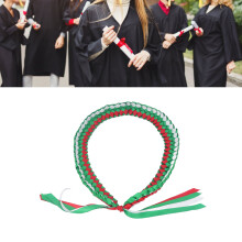 Lei de ruban de graduation fait main de 120 cm, collier tresse ajustable, vert rouge blanc