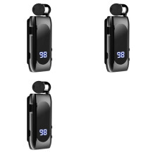 3X K55 Lavalier Retractable Headset BT5.2 Call Reminder Vibration Motion Clip Driver Auricular Headset PK F920 Black