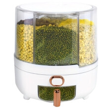 6-Compartment 360 Rotating Airtight Food Storage Container - Moisture-Proof for Cereal, Rice - Kitchen Pantry Organizer