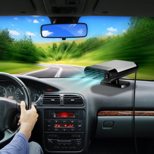 2Pcs Car Heater Portable Fan Black Adjustable Windshield Defroster 2