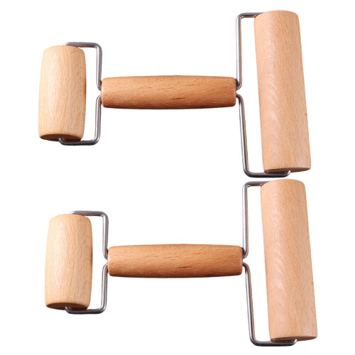 8Pcs Solid Wood Double-Head Pizza Dough Roller Nonstick Baking Tool 2