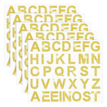 170 Pcs Silver Rhinestone Letter Stickers, 5 Sheets 34 Letters Glitter Bling Alphabet Letter Stickers Gold