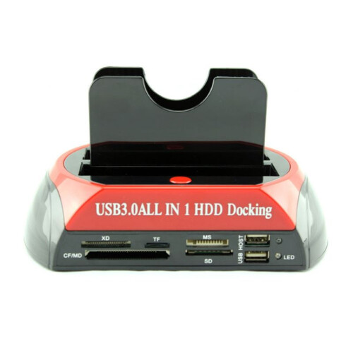 Docking Station de HDD com Compartimento Duplo USB 3.0  IDE para Disco Rígido Externo de 2,5 e 3,5 Polegadas, Suporte para Disco Rígido Tudo em 1,