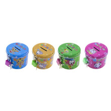 4PCS Cartoon Print Bank Coin Money Saving Box with Padlock B
