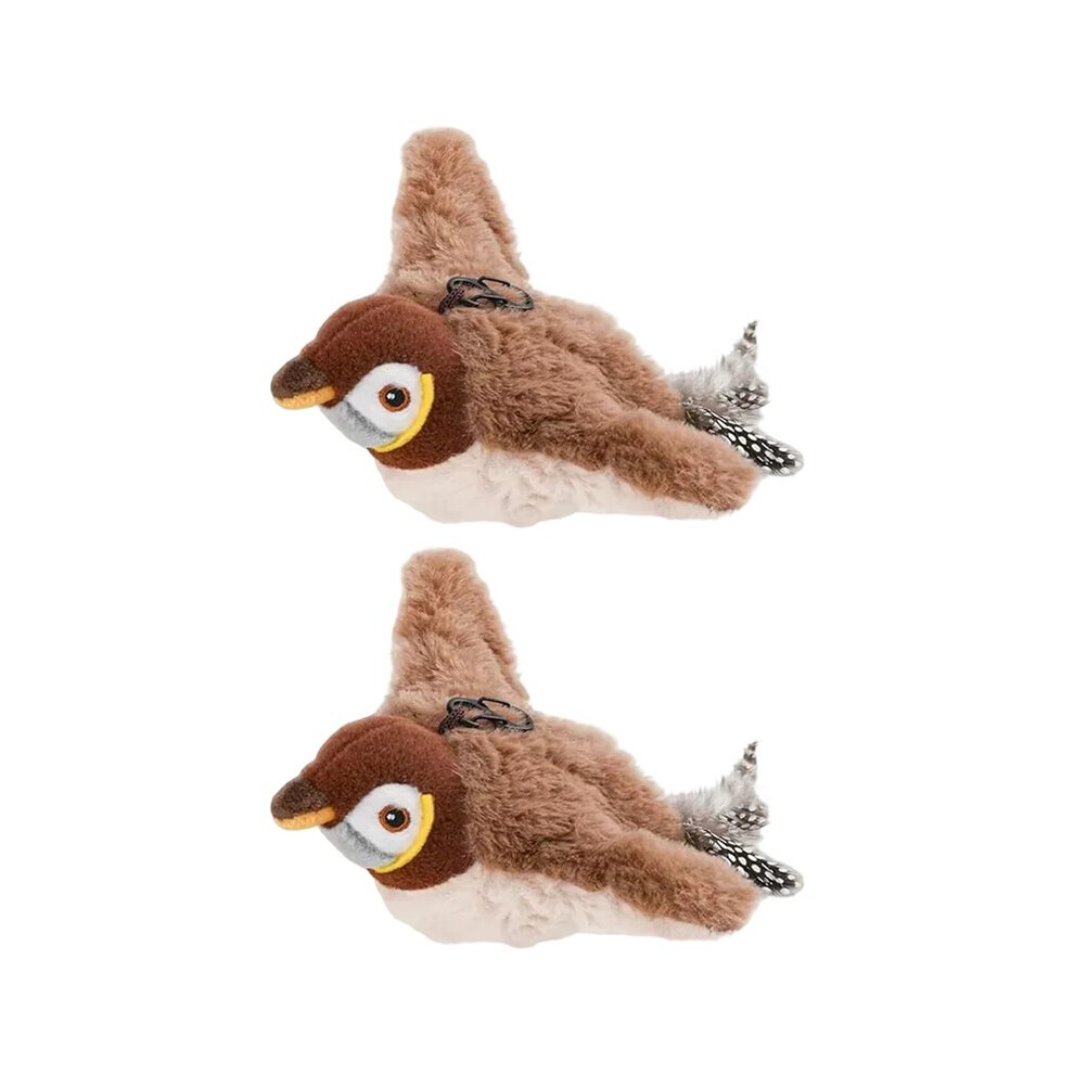 Interactive Simulated Bird Cat Toy Touch Activated Chirping Flapping No Flying Plush Pet Toy For Cats Dogs 2Pc 6032481387657