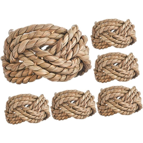 8pcs Handmade Woven Napkin Rings Decorative Holders for Dining Table Party Wedding Holiday Event Table Setting Rustic