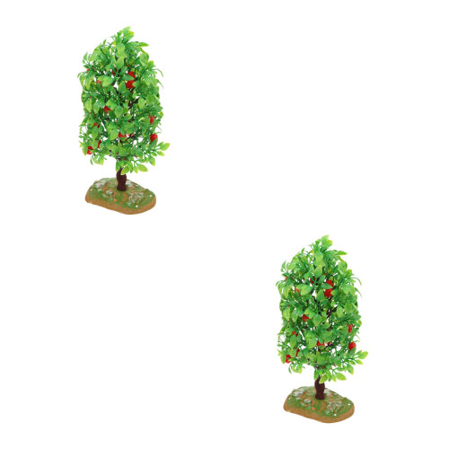 2Pcs Green Plastic Fruit Tree Models Safe Round Edges for Garden DIY 2