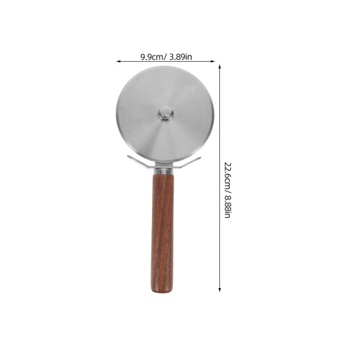Stainless Steel Pizza Roller Cutter Wooden Handle Kitchen Tool 1