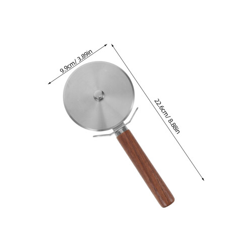 Stainless Steel Pizza Roller Cutter Wooden Handle Kitchen Tool 2