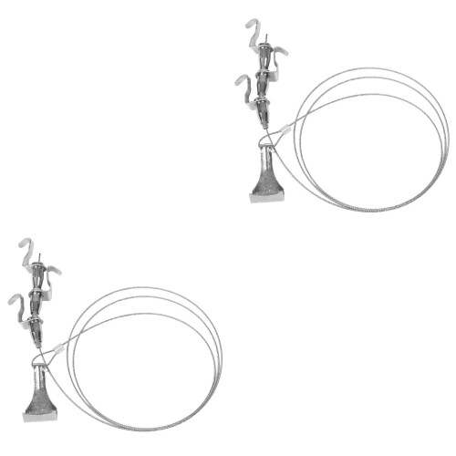 2Pcs Durable Silver Steel Picture Hanging Wire and Rail Hook System 2