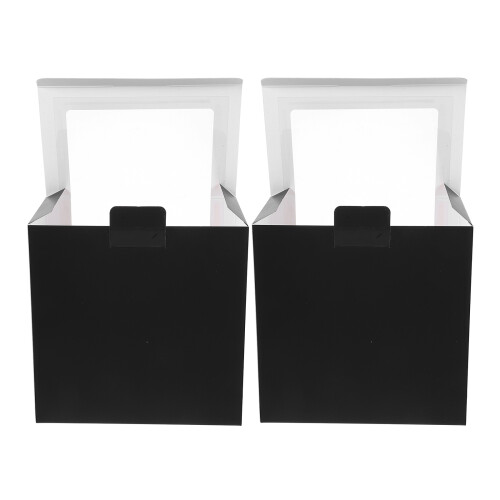 6Pcs Black Foldable Hat Storage Box with Clear Window for Travel Caps 2