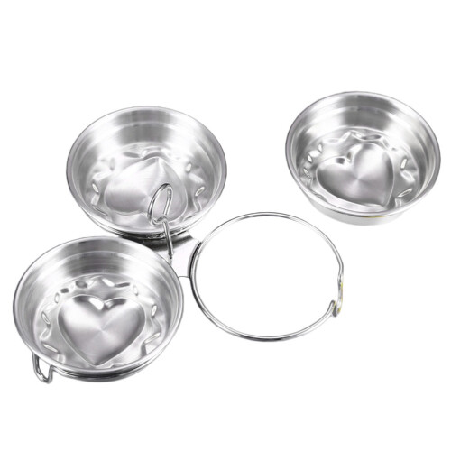 2Pcs Silver Stainless Steel Steamed Custard Bowl Practical Kitchenware 2