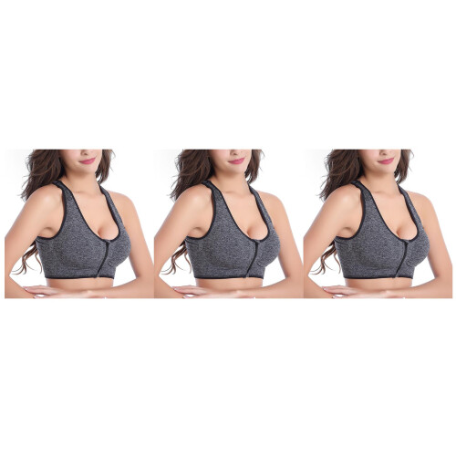 3Pcs Cross Bra Padded Grey Shockproof for Active Exercise 2