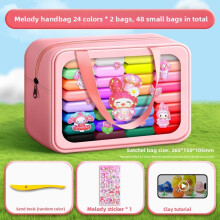 (Pink 24 Colors) Kuromi My Melody Cinnamoroll Non Toxic Colorful Clay Multicolored Hanrafting