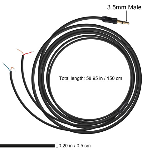 4Pcs Replacement Earphone Wire Black Durable Tpe Headset Repair Cable 1