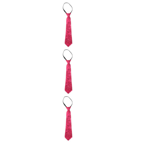 3Pcs Rosy Sequin Neckties Polyester Party Bow Ties Shiny Durable 1