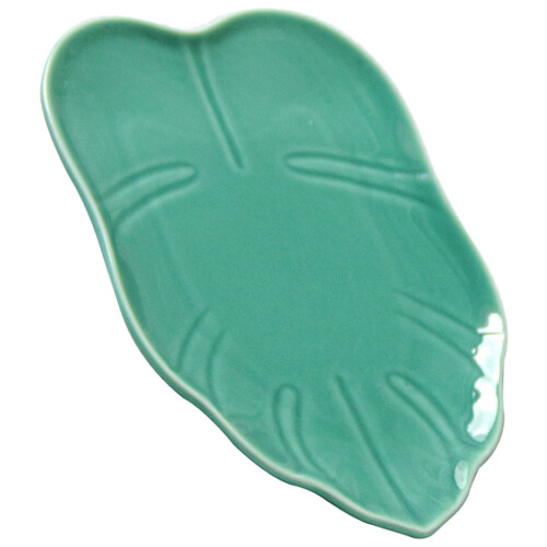 4Pcs Blue Ceramic Leaf Shaped Food Serving Plates for Parties 2