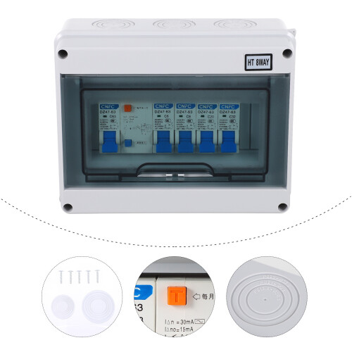 2Pcs ABS IP54 Leakage Circuit Breaker 8 Way Light Grey 2