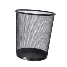 Runde schwarze Metalldrahtkorb-Mülltonne – Büro-, Küchen- und Badezimmer-Abfalleimer