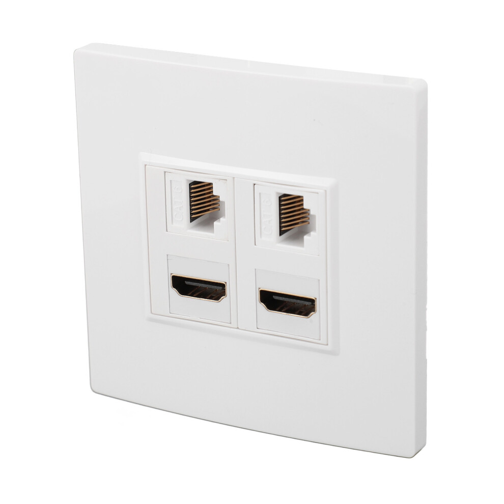 Cat6 4K Hd Ethernet Wall Plate 4 Port Multimedia Interface For Projectors & Pcs 6921386938128