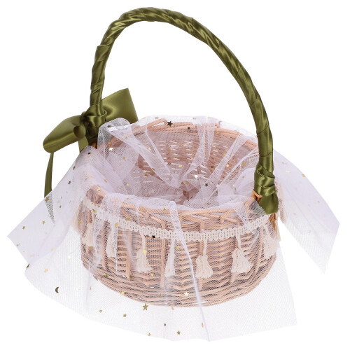 2Pcs Woven Flower Storage Basket Handheld Wicker Basket Multi-Color 1
