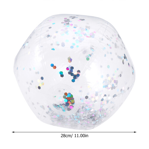 Silver Transparent Sequin Inflatable Beach Ball for Kids Play 2
