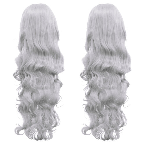 2Stk Grau Lace Haarperücke Gerade Haare Styling Zubehör 1
