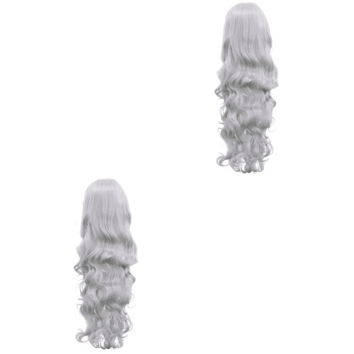 2Stk Grau Lace Haarperücke Gerade Haare Styling Zubehör 2