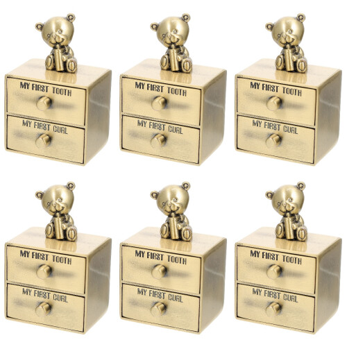 6Pcs Golden Baby Teeth Keepsake Box with Bear Design Portable Storage 2