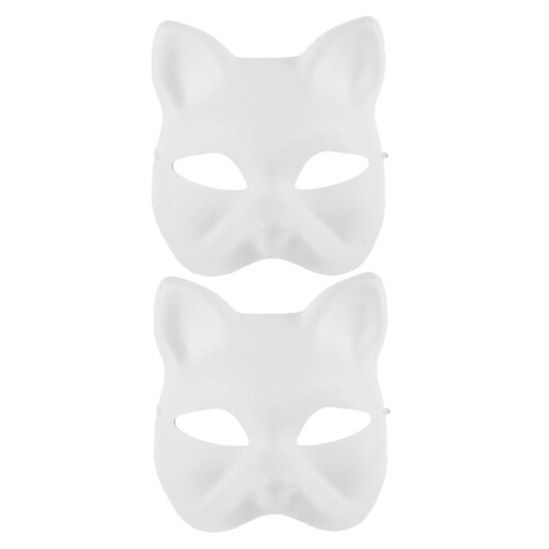 4Pièces Masques Chat Vide Papier Pulp DIY Masquerade Cosplay 1
