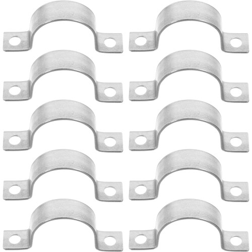 20Pcs Galvanized Pipe Clamps U-Shaped Brackets Silver for Pipe Support 2