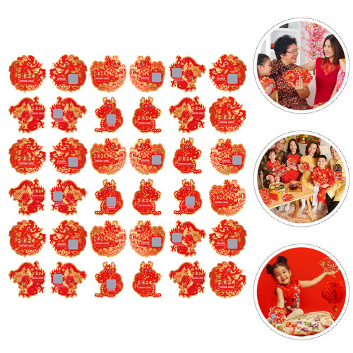 128Pièces Cartes À Gratter Papier Rouge Année Chinoise 1