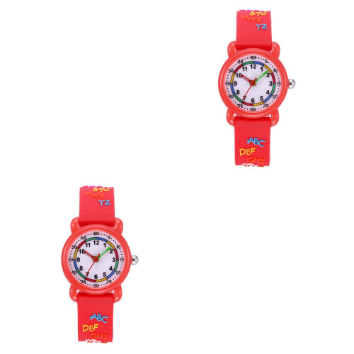 2Stk Cartoon Kinder-Armbanduhr Quarz 2