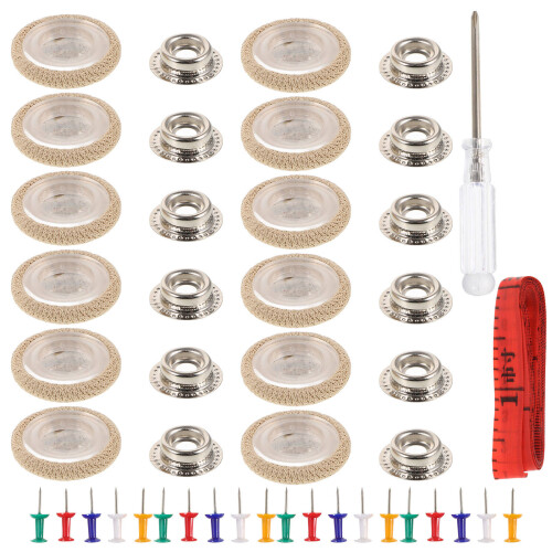 3Ensembles Kit Boutons Rivets Réparation Tissu Toit Beige 1