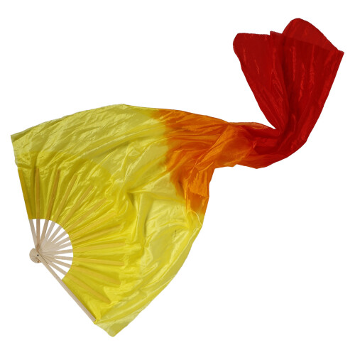 2Pcs Double-Sided Folding Dance Fans with Bamboo and Silk Multicolor 2