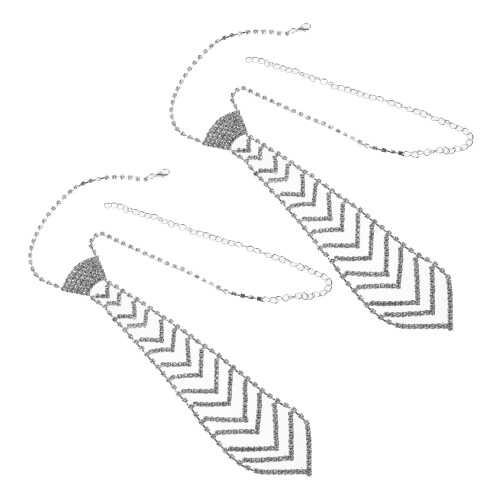 10Pcs Durable Silver Rhinestone Neck Tie Necklace for Cosplay 1