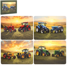 Placemats Set of 4 Cork Backed  Tractors Vintage Vehicle Design Farmhouse Style